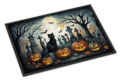 NEW Black Cat Spooky Halloween Doormat Front Door Mat Indoor Outdoor Rugs for Entryway, Non Slip Washable Low Pile, 18H X 27W