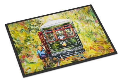 Saint Charles No. 922 Streetcar Doormat Front Door Mat Indoor Outdoor Rugs for Entryway, Non Slip Washable Low Pile, 24H X 36W