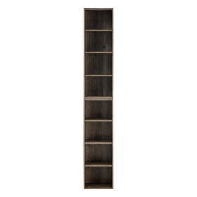 8-Tier Media Tower Rack, CD DVD Slim Storage Cabinet with Adjustable Shelves, Tall Narrow Bookcase Display Bookshelf for Home Office