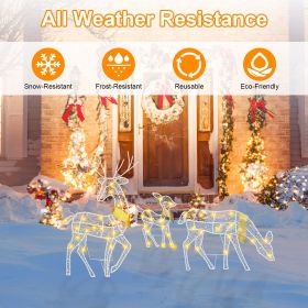 3 Sets Of Reindeer Family Lighted 2D Christmas Deer Decoration Warm Yellow Light 3 Lighting Modes Buck Doe Fawn Indoor Outdoor Christmas Decorati (Option: 2D Christmas Deer)