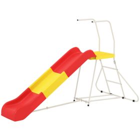 6ft Slide For Kids, Metal Freestanding Playground Equipment With Climbing Ladder, For Backyard, Outdoor, Indoor, Red (Color: Red)