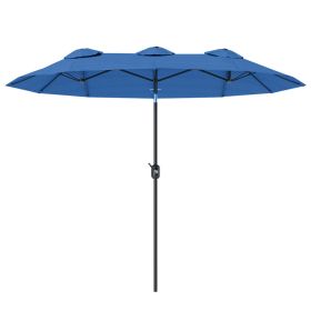Double-sided Patio Umbrella, 9.5 Outdoor Umbrella With Push Button Tilt And Crank, 3 Air Vents And 12 Ribs, Navy Blue (Color: Navy Blue)
