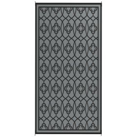 Reversible Outdoor Rug, Waterproof Plastic Straw With Carry Bag, 9 X 18, Black & Gray Lantern (Color: Black)