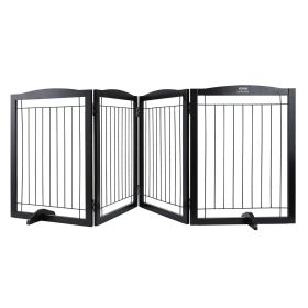 VEVOR Free Standing Dog Gate, 32" H x 96.5" W Freestanding Pet Gate, 4 Panels Foldable Dog Gate for Wide and Narrow Passageways (Function: Foldable, Width: 96.5 inches)